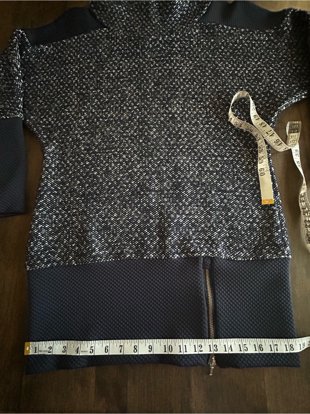 RUELLE Cowl Neck Textured Tunic Dark Blue Women’s Size Medium - Picture 11 of 13